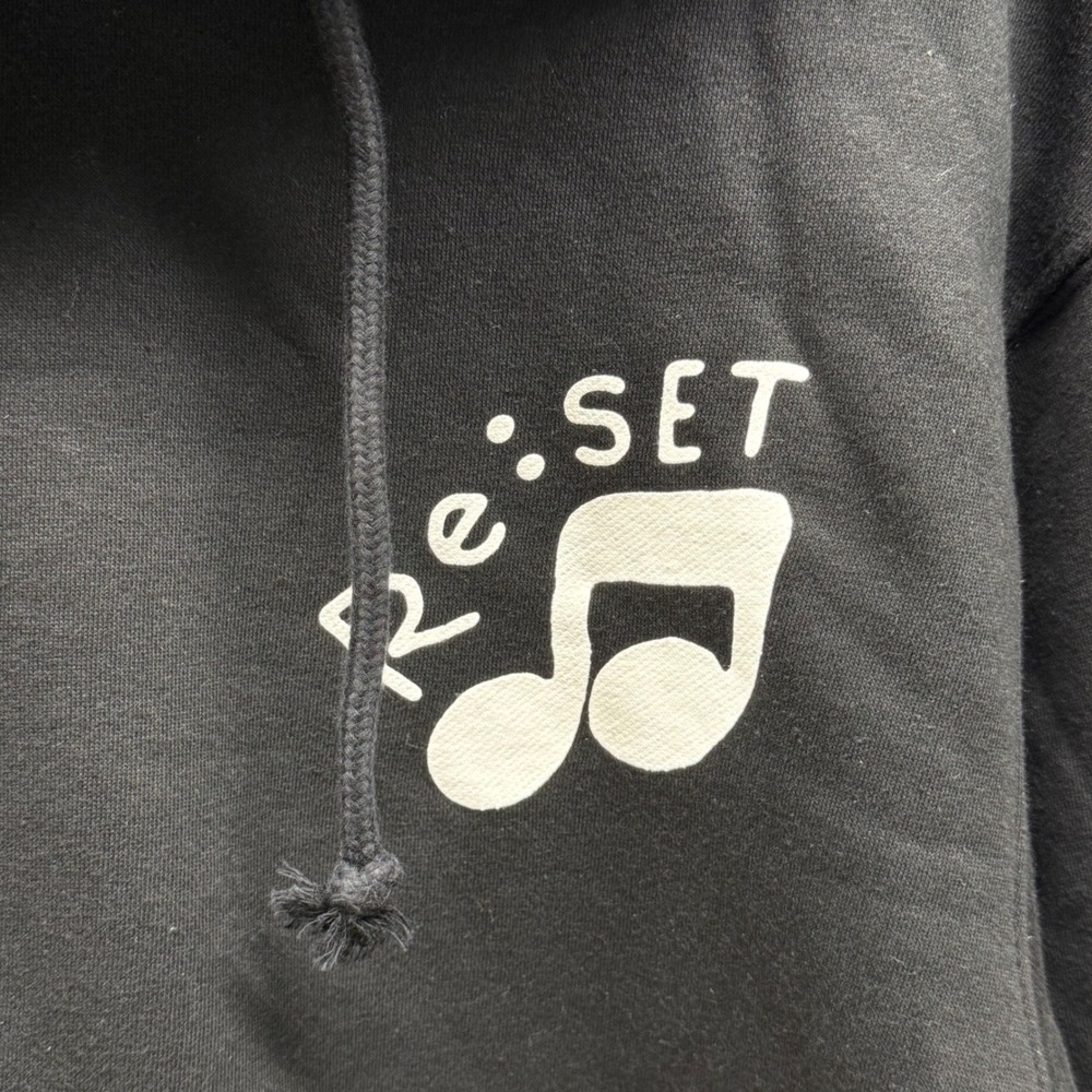 ReSET Graphic Music Note Hoodie Black Men's Size Small Concert Experience NWOT - Picture 4 of 7